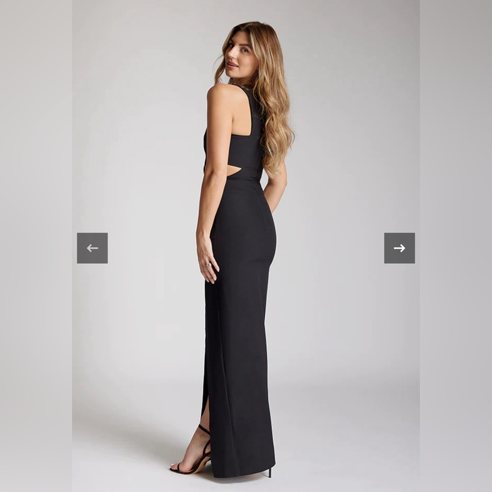 Vesper 247 - Black Maxi High Slit Dress - Picture 2 of 7